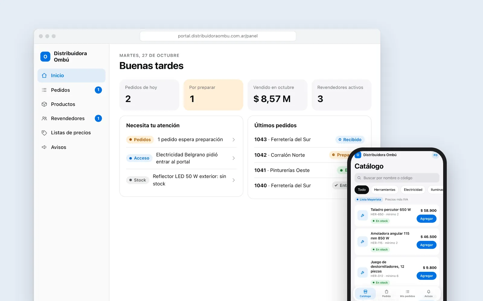 Capturas de Portal para distribuidores